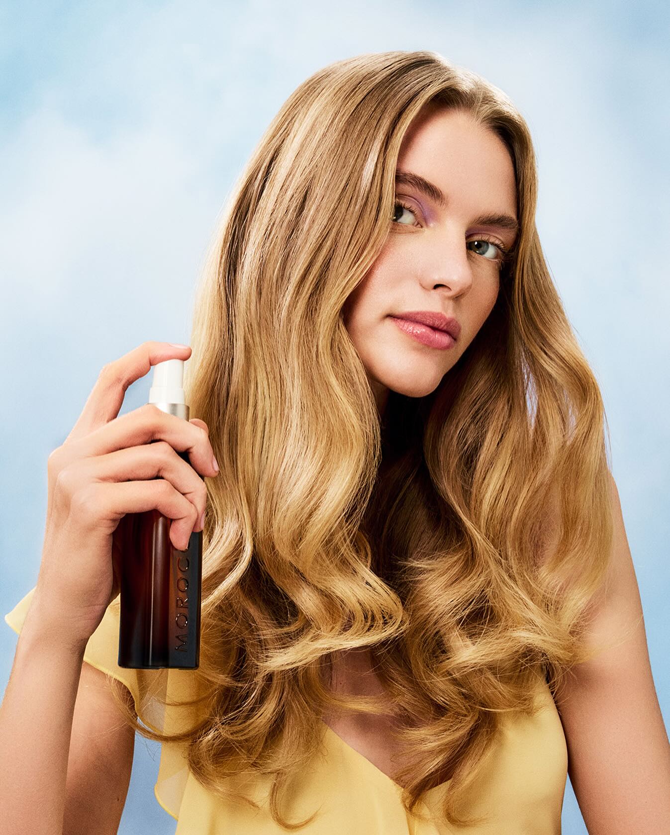 Women with beautiful and healthy long blonde hair